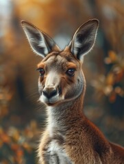 Fototapeta premium Wild Kangaroo, Close Up Marsupial, Australian Wildlife Portrait