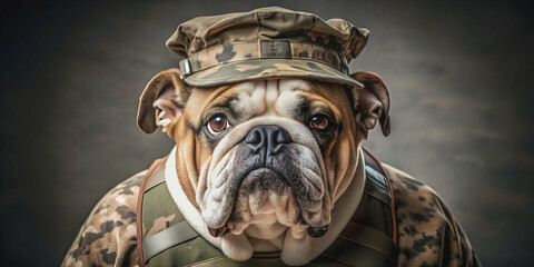 Tough military bulldog representing the Marine Corps, known as the Devil Dog, marine, corps, bulldog, military, tough, strength