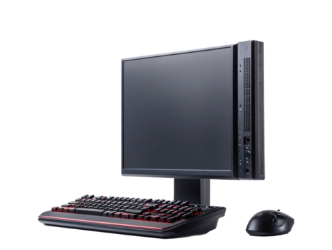 a computer monitor and keyboard