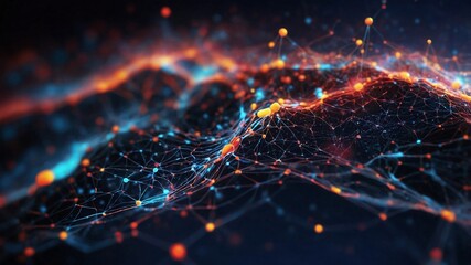 Obraz premium ビッグデータテクノロジーとデータマイニングの流れを描く複雑な情報の図解。生成AI