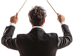 a man in a suit holding sticks