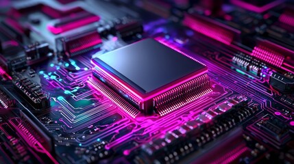 Obraz premium Symmetry in Computer Processor Architecture, Explore how symmetrical designs in CPU and GPU architectures.