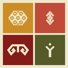 Traditional Turkish carpet and rug patterns. Anatolian motifs symbolizing fertility.