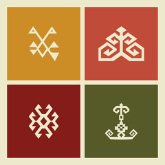 Traditional Turkish carpet and rug patterns. Anatolian motifs symbolizing fertility.