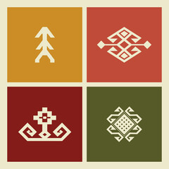 Traditional Turkish carpet and rug patterns. Anatolian motifs symbolizing fertility.