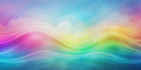 Obraz premium Pastel tone rainbow color gradient background of blurry foggy wave lines , pastel, rainbow, color gradient, background, blurry, foggy