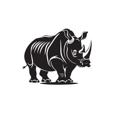 Fototapeta premium Rhinoceros in cartoon, doodle style . Image for t-shirt, web, mobile apps and ui. Isolated 2d vector illustration in logo, icon, sketch style, Eps 10, black and white. AI Generative