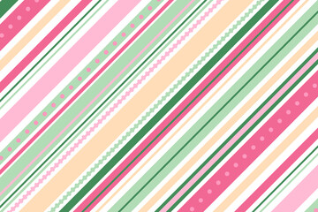 Candy cane background. Pink and green diagonal stripes background