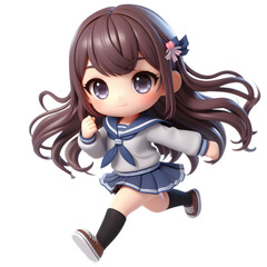 cute girl happy cartoon character 3d render