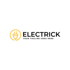 Electrical power plug logo. Current and voltage symbol.