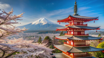 Cherry blossoms, Mount Fuji
