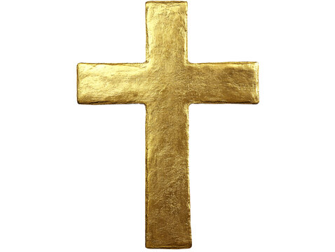 a gold cross on a white background