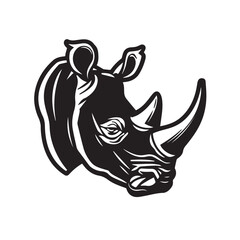 Fototapeta premium Rhinoceros in cartoon, doodle style . Image for t-shirt, web, mobile apps and ui. Isolated 2d vector illustration in logo, icon, sketch style, Eps 10, black and white. AI Generative