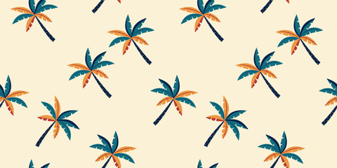 Summer pattern coconut tree with sand color background