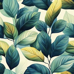Tropical Leaves Seamless Pattern - Green Foliage Background