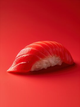 Elegant Chutoro Nigiri sushi plate isolated bold background presentation