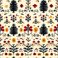 Geometric Floral Pattern: Seamless Textile Design - Seamless Pattern
