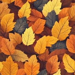 Autumn Leaves Pattern: Golden Hues and Natural Textures - Seamless Pattern