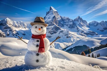 Obraz premium snowman in the mountains
