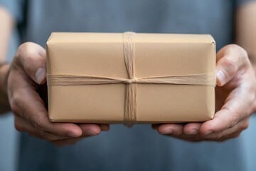 A person holds a neatly wrapped gift box, emphasizing the joy of giving and the art of presentation in gift wrapping.