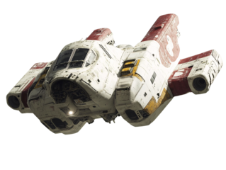 a white and red space ship