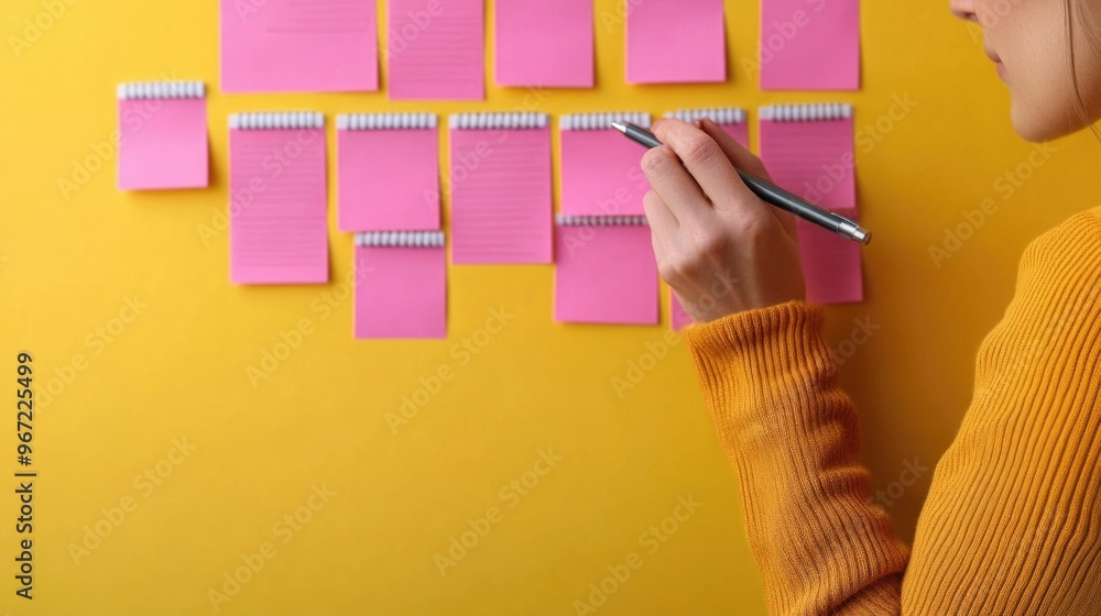 Aufkleber close up view of a marketer using a content management tool to schedule and organize their social me