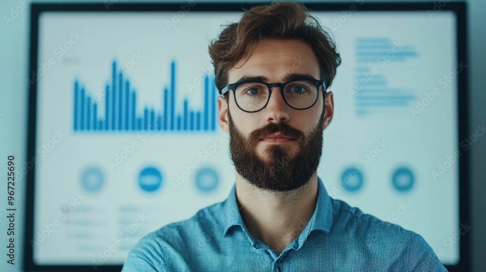 Poster business analyst presenting key growth metrics to marketing team to align tactics and strategies wit