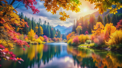 Obraz premium Beautiful blurred background of nature with vibrant colors, nature, background, blurred, colors, vibrant, outdoors, scenery