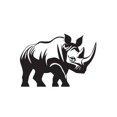 Obraz premium Rhinoceros in cartoon, doodle style . Image for t-shirt, web, mobile apps and ui. Isolated 2d vector illustration in logo, icon, sketch style, Eps 10, black and white. AI Generative