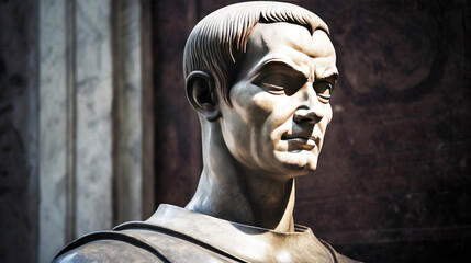 Niccolo Machiavelli, historical figure of man, stone monument. AI generated.