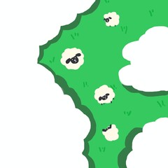 Looking at sheep in the pasture through the clouds