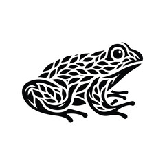 Naklejka premium Bullfrog made by simple botanical drawing, black and white animal illustration