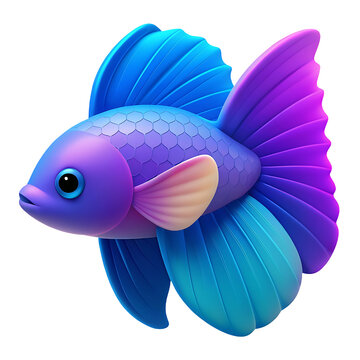 recommend clip art: betta fish icon vibrant purple color in plastic 3d style