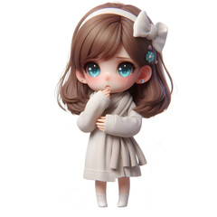 cute girl happy cartoon character 3d render