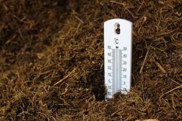 Kompost im Sommer mit Thermometer