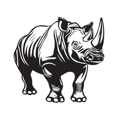 Fototapeta premium Rhinoceros in cartoon, doodle style . Image for t-shirt, web, mobile apps and ui. Isolated 2d vector illustration in logo, icon, sketch style, Eps 10, black and white. AI Generative