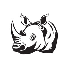 Fototapeta premium Rhinoceros in cartoon, doodle style . Image for t-shirt, web, mobile apps and ui. Isolated 2d vector illustration in logo, icon, sketch style, Eps 10, black and white. AI Generative