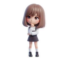 cute girl happy cartoon character 3d render
