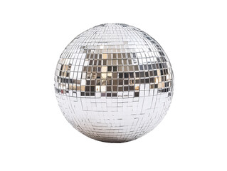 a silver disco ball on a white background