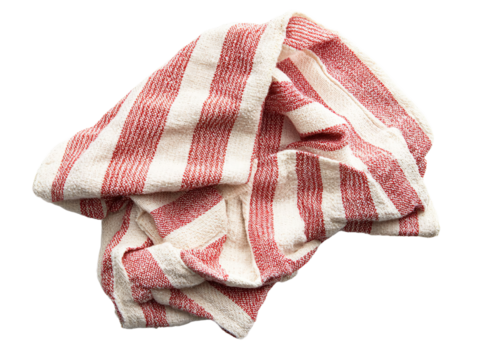 a red and white striped towel