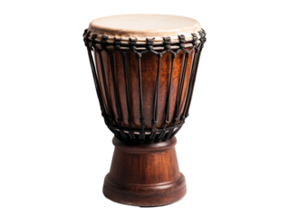 a wooden drum with a white top