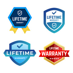 Set of Lifetime Warranty Stamp, Imprint, Seal Template. Vector Stock Illustration