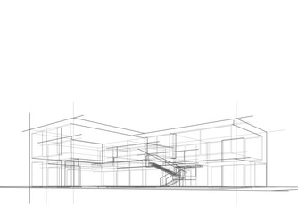 Architectural sketch of modern building vector 3d illustration