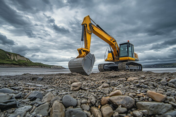 excavator at work | construction | heavy machinery | excavation | road construction | 