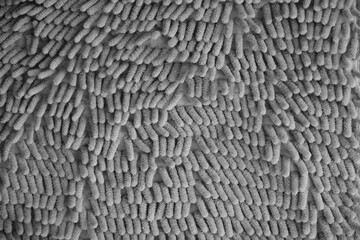 Processed image of fluffy gray doormat from bathroom in grey color