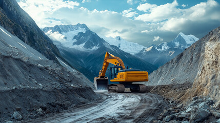 excavator at work | construction | heavy machinery | excavation | road construction | 