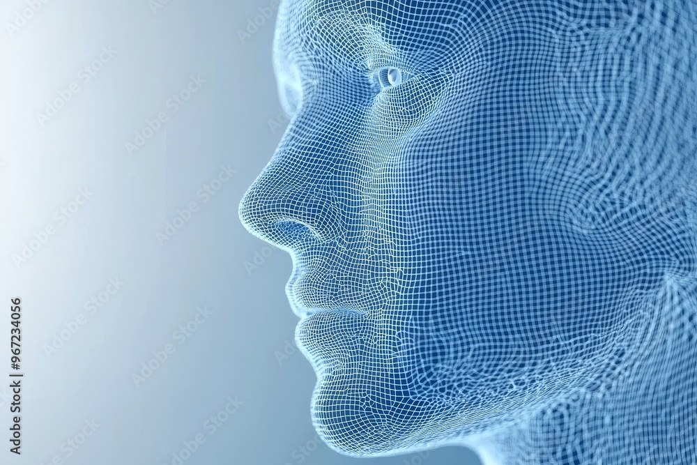 Poster empowerment neural pathways neural resonance mental projection and creative energy digital face with