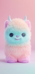 Obraz premium A cute fluffy creature with pastel colors and a friendly smile, perfect for adding charm to any playful or whimsical project.