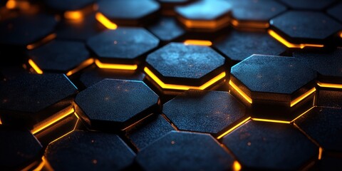 Abstract Hexagon Pattern with Glowing Lines
