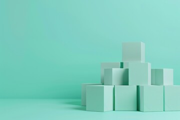 Obraz premium 3D Stack of Empty Boxes on Teal Background - Minimalist Design for Print and Posters